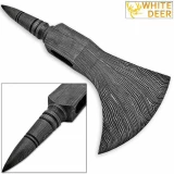 WHITE DEER Spiked Vikings Battle Axe Head Blank Damascus Steel Hatchet Tomahawk