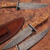 Custom Made Damascus Steel Hunting Knife w/ Olive Wood Handle 2