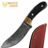 White Deer Exotic Damascus Knife Blank Skinner Trailing Point DIY Handle