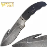 White Deer Gut Hook Damascus Skinner 7.25in Knife Blank Blade DIY Make Your Own