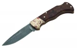 Boker Mokume Damascus Pocket Knife with Imbuia Wood Handle