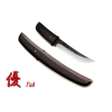 Kanetsune Urushi 15 Layer Damascus Knife with Oak Black Cord Lacquer H