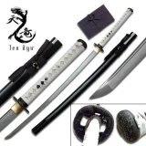 Ten Ryu - Sharp Damascus Steel Katana Sword - White Handle