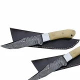 Handmade Damascus Steel Hunting Knife With Bone Handle