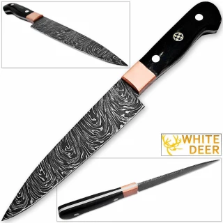White Deer Horned Handle Paring Knife Pro Chef Cutlery Damascus Steel