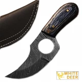 White Deer Handmade Damascus Steel Skinner Knife with Paka Wood Handle