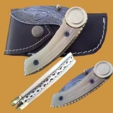 Easy Lock Custom Handmade Damascus Steel Folding Knife