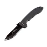 Emerson Knives Horseman, Black G-10 Handle, Black Blade, Serrated Pock