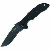 Mini Commander Folding Knife 3.4" Black Combo Blade with Wave, Black G