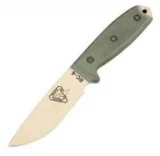 ESEE Plain Tan Blade Fixed Blade Knife with Green Micarta Handle