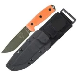 ESEE Plain Green Fixed Blade Knife with G10 Orange Handle and Kydex Mo