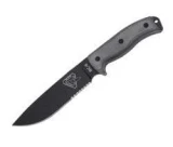 RAT Cutlery / ESEE Serrated Black Fixed Blade Knife with Grey Micarta