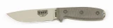 ESEE Serrated Tan Fixed Blade Knife with Green Micarta Handle