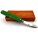 Fallkniven LTC, 2.25" 3G Blade, Green Aluminum Handle, Wood Gift Box -