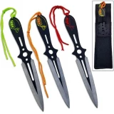 Ninja Throwing Knife Set of 3 Skulls Design Red, Orange, Green
