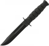 KA-BAR Short Fighting Knife, 5.25" Black 1095 Blade, Kraton G Handle, Leather Sheath - 1256
