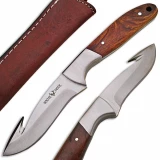 White Deer J2 Steel Hunters Guthook Skinner Knife with Wood Grip