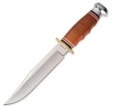 Ka-bar Knives Hunter Stacked Leather Handle Fixed Blade Knife with Lea