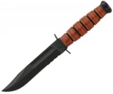 KA-BAR USMC Short Fighting Knife, 5.25" Blade, Leather Sheath - 1252