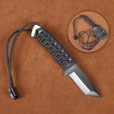 Stone River Black Ceramic Neck Knife with Paracord Handle and Sheath