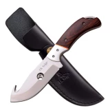 Master Cutlery Elk Ridge Satin Finish Gut Hook Blade 3.25"- Brown Pakkawd Handle