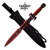 Raging Demon Skull Gladius Red Black Blade FANTASY Short Sword FULL TANG wSheath