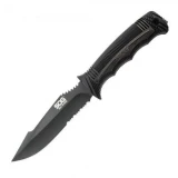 SOG Seal Strike Fixed Blade Knife, Black Handle, TiNi ComboEdge w/Deluxe Sheath,SS1003