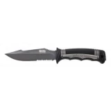 SOG Seal Strike Fixed Blade Knife, Black Handle, Black ComboEdge w/Mol