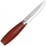 Morakniv Classic No 2, Red Wooden Handle, Carbon Steel, Plain, Sheath