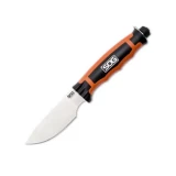 SOG Knives BladeLight Hunt, Black/Orange Handle, Plain, Leather Sheath
