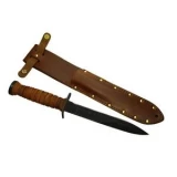 Ontario Knife Company Fixed Blade Trench Knife with Brown Leather Hand