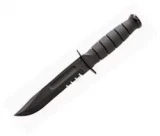 Ka-bar Knives Short Ka-Bar Serrated Fixed Blade Knife w/ Leather Sheat