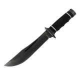 SOG Specialty Knives Creed, Black Kraton Handle, Black Blade, Leather Sheath