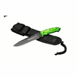 Hogue Zombie-X 7" Plain Black Fixed Blade Knife, Green Polymer Handle