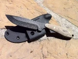 ShadowTech Knives Wolf Plain Black Drop Point Fixed Blade Knife w/ OD Green Micarta Handle