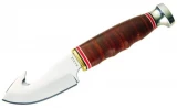 KA-BAR Game Hook 3-1/4" Fixed Blade with Gut Hook, Stacked Leather Handles and Leather Sheath