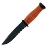 Ka-bar Knives Mark 1 Fixed Blade Knife with Leather Handle and Leather