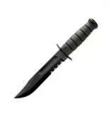 Ka-Bar US Military Fighting/Utility Knife, Black Serrated Edge, Leathe
