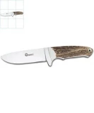 Boker Fixed Blade Knife with Genuine Stag Handle and Leather Sheat