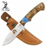 Master Cutlery Elk Ridge Fixed Blade, Burl Wood & Turquoise Handle, Pl