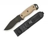 Ontario Knife Company Night Stalker 4 Tan Micarta Handle Black Plain B