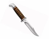 Buck Knives Woodsman Stacked Leather Handle Fixed Blade Knife