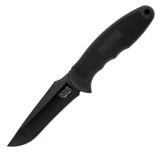 SOG Knives Field Pup Black TiNi Fixed Blade Knife with Leather Sheath