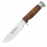 Fox Hunting Knife Drop Point Leather Handle