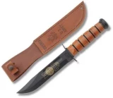 Ka-bar Knives 115th Anniversary US Navy Fixed Blade Knife w/ Leather Sheath