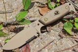 DPX Hest 4 Expedition Desert Tan Partially Serrated Fixed Blade Knife