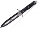 UZI Mossad I, Black and Silver Stainless Steel Single Fixed Blade with G10 Handle & Nylon Sheath (