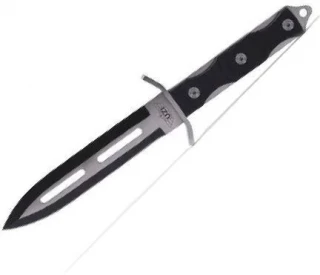 UZI Mossad I, Black and Silver Stainless Steel Single Fixed Blade with ...