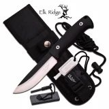 Elk Ridge 10.5" Satin Blade w/Black Cord Wrap Handle -Sheath