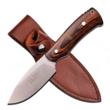 Elk Ridge 7.5" Satin Fixed Blade-Dark Brown Pakkawood Handle